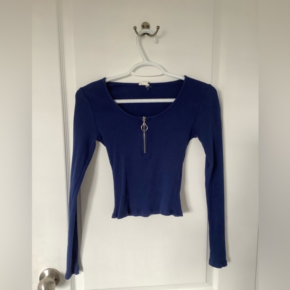 Garage, dark blue half zip long sleeve shirt - Picture 1 of 3